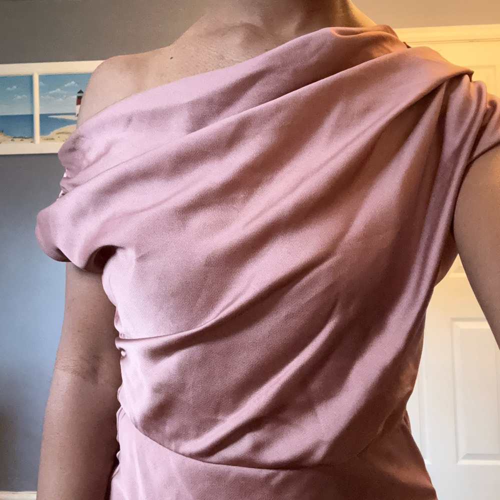 Elegant Off the Shoulder Pink Draped Women’s Dress